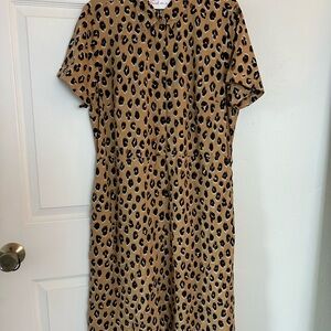 A New Day Tan and Cream Peter Pan Collar Midi Dress